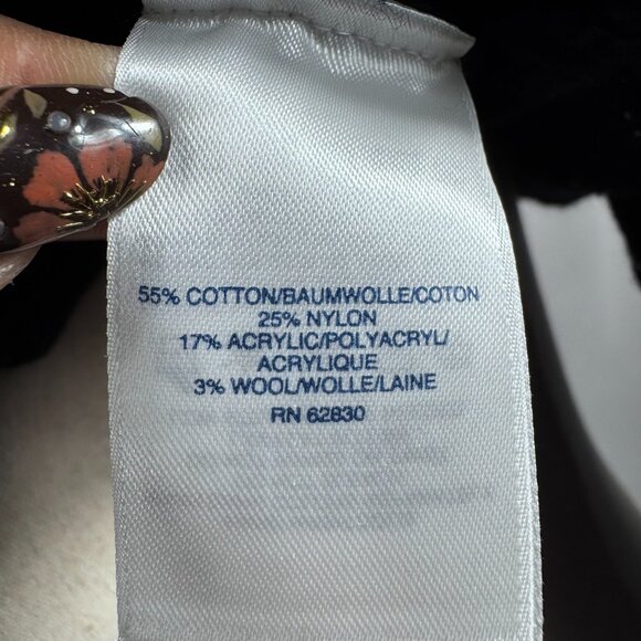 Land’s End Chunky Diamond 3D Pom Pom Rollneck Black Tweed Knit Sweater (Size 2X) - Picture 10 of 12